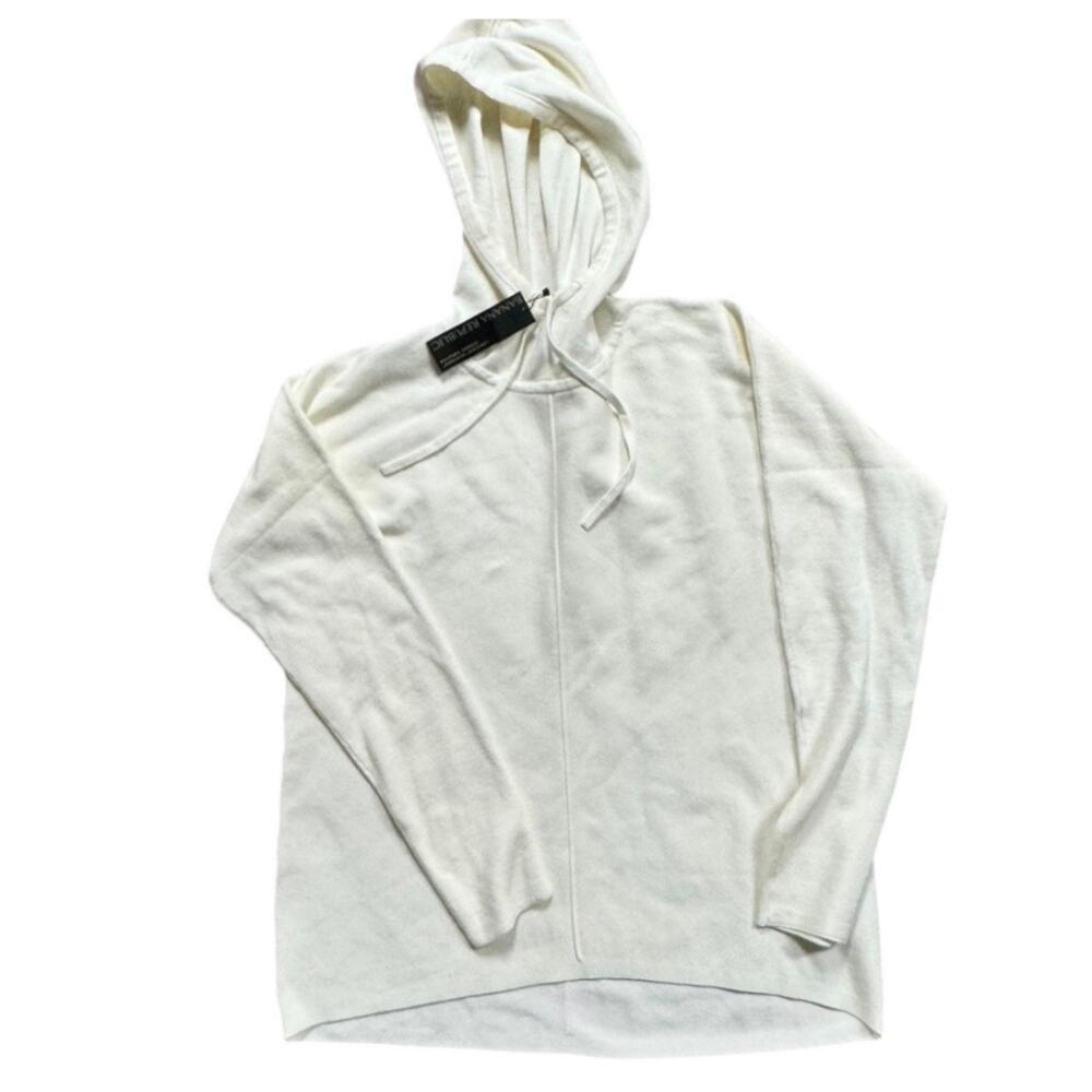NWT Banana Republic Serene Sweater Women’s Medium Cream ECOVERO Hooded Tunic - Picture 4 of 8